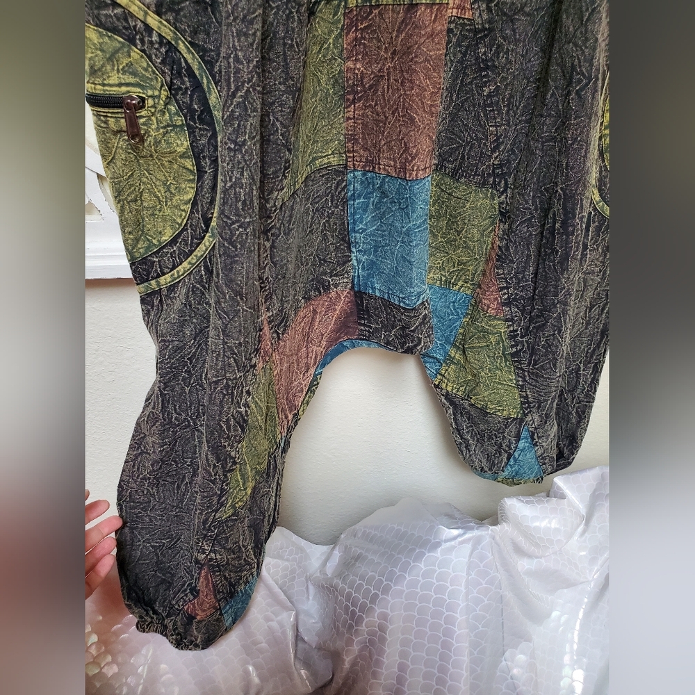 Stone Gray Patchwork Haram Drawstring Pants Osfm … - image 6